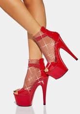 Scarlet Glamour Stunts Rhinestone Platform Heels