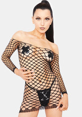 The Reigning Fishnet Mini Dress
