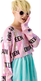 Teen Dream Billy Crop Sweater - Pink