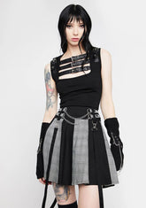 Straps Pleated Skirt