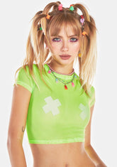 Neon Love Mesh Crop Tee