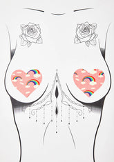 Pink Rainbow Heart Pasties