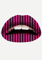 Hot Pink N' Black Stripes Lip Applique