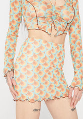 Teal Multi Mini Skirt