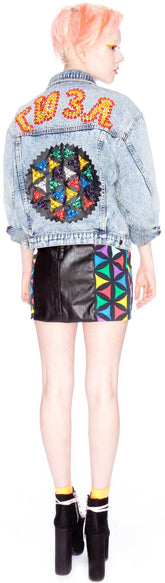 x Giza Geometric Denim Jacket