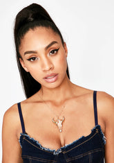 Steer Clear Crystal Necklace