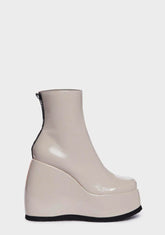 Cream Roxanne Wedge Ankle Boots