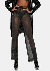 Midnight Glamour Rhinestone Mesh Pants