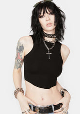 Black Keep It Simple Ribbed Crop Top