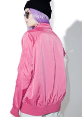 Rose Washed Satin Boyfriend Jacket