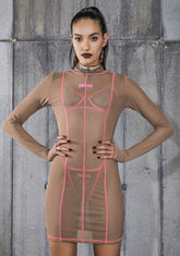 Snare Nude Mesh Bodycon Dress
