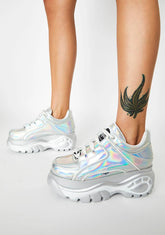 Holographic Silver Classic Low Leather Sneakers