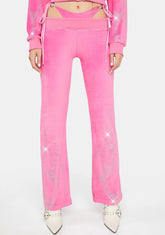 Pink Flame Velour Thong Pants