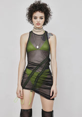Reverb Neon Contrast Mesh Mini Dress Set