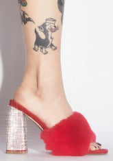 Scarlet Priceless Princess Fuzzy Mules