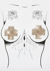 X Marks The Spot Rhinestone Reusable Silicone Pasties