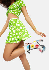 Used To Know Ya Daisy Print Wrap Mini Skirt