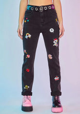 Halfway To Heaven Patched Mom Jeans