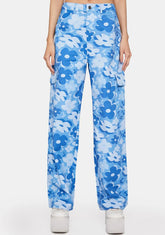 Blue Vacay Floral Cargo Pants