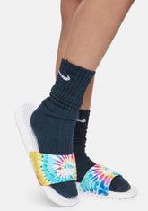 White Tie Dye Cool Cat Women's Slides