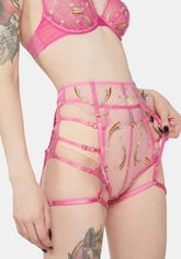 Coccinelle Rainbow Shooting Star Pride Embroidery Suspender Belt