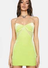 Lime Main Attraction Velvet Mini Dress