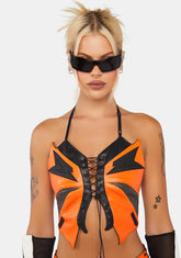 Orange Moto Butterfly Top