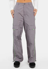 Ash Cargo Pants With Neon Trim