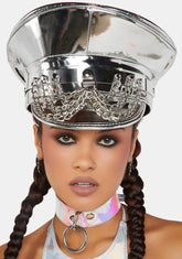Metallic Hanging Chain Captain Hat