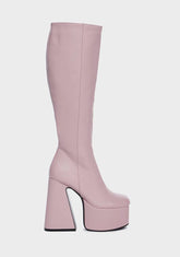 Pink Hate You Knee High Boots