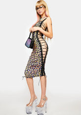 Wild For You Lace-Up Bodycon Dress