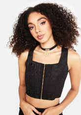 Black Brocade Corset Top