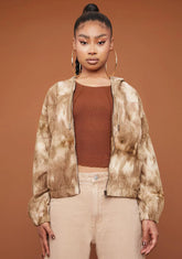 Olive On The Flip Side Tie Dye Zip Up Hoodie