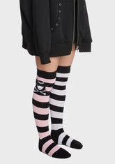 Yawn Away Mismatched Striped Socks