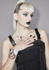 White O Ring Vegan Leather Wrist Cuff