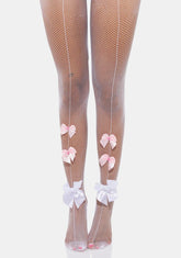 Late Dance Fishnet Bow Tights