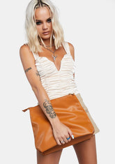Caramel The Aria Slouchy Clutch Bag