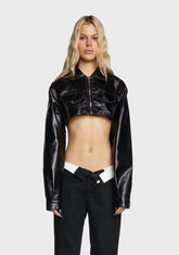 Faye Cropped Faux Leather Jacket