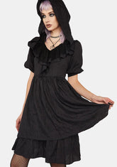 Dark Witch Lovely Ruffle Collar Loose Dress