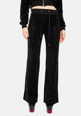 Noir Velvet Flame Track Pants