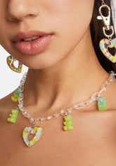 Lime Taken Charmer Clear Chain Necklace