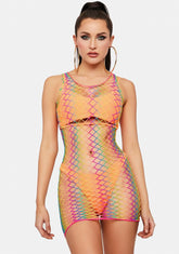 Need A Vacation Fishnet Mini Dress