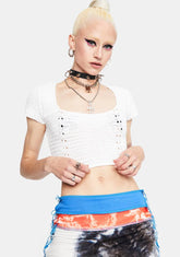 Summer Fade Crochet Knit Lace Up Top