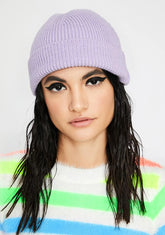 Lilac Color Shock Ribbed Beanie