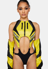 Yellow Moto Cut-Out Bodysuit