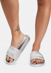 Silver Glitter Rio Slides