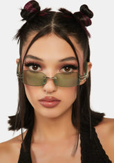 Holla Green Oval Sunglasses