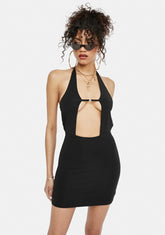 Leveled Up Slinky Halter Mini Dress