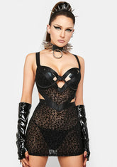 Joi Leopard Print Mesh Babydoll