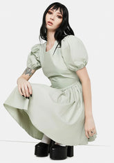 Sage Lara Puff Sleeve Mini Dress
